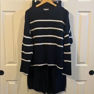 Sincerely Jules Navy Blue and White Striped Sweater Knit Set